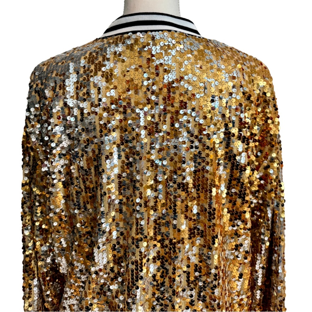 Gold Sequin Bomber Style Jacket | Sporty meets Glam! (XL) - Picture 9 of 16